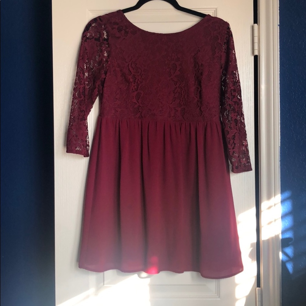 Wine colored lace dress